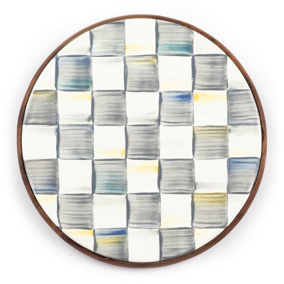 Brand New Mackenzie-Childs Sterling Check Enamel Trivet - Picture 3 of 3